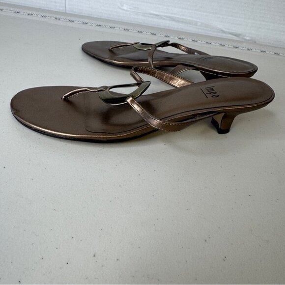 Vintage Impo 90s Y2K Bronze Metallic Straps Low Heel Slip On Sandals Size 7M - Picture 9 of 12